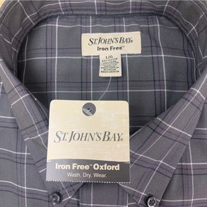 NWT St. John's Bay Button Collar Iron Free Oxford Long Sleeve